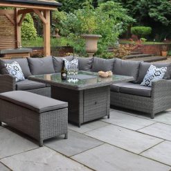 Paris Deluxe Modular Corner Dining Set - Fire Pit Table 120x120cm