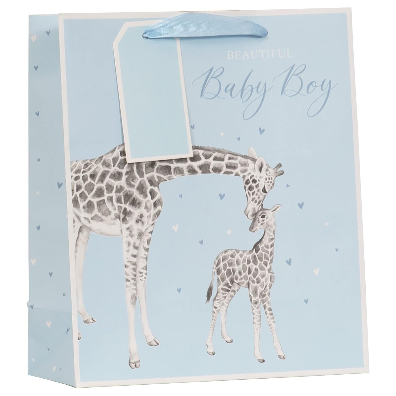 Partisan Products Blue Giraffe Baby Boy Gift Bag With Gift Tag Newborn Baby Shower Medium