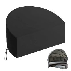Patio Daybed Cover, Semicircle Garden Day Bed Covers, 210D Oxford Outdoor Sofa Cover, Waterproof Rattan Cover with Drawstring and Adjustable Strap, Garden Furniture Covers (M(...