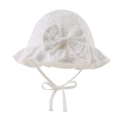 Pesaat Baby Girl Sun Hat with Bow Flower Cotton Infant Bucket Hat Summer Toddler Kids Beach Hats for Girls 0-2 Years