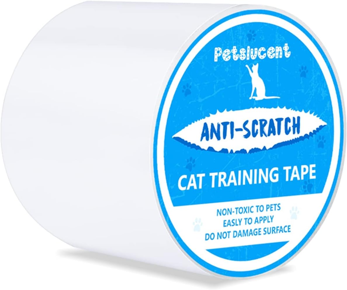 Petslucent Cat Scratch Deterrent Sticky Paws Tape, Cat Furniture Protector Trainning Tape Anti Scratching, Double Sided Guards for Carpet, Sofa, Couch, Door, Better than...