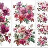 PLIGREAT 3 Sheets Vintage Flowers Rub on Transfers for Furniture Watercolor Flower Rub on Stickers for Wood Dressers Wardrobe Drawer Cabinet Ceramic Scrapbooking Crafts...