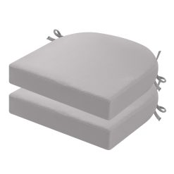 PRIMEPATIO Outdoor Garden Chair Cushions Set of 2, Thick 7cm, Patio Waterproof Cushions for Outdoor Furniture with Ties, Chair Seat Pads Dining, 40 x 40cm, Grey