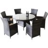Rattan Garden Furniture Table and Chairs Sets, 7 Pieces Patio Outdoor Round Table Dining Sets ALUMINUM FRAME RUST FREE FULLY ASSEMBLED - Mix Brown 135cm Table with 6 Seater