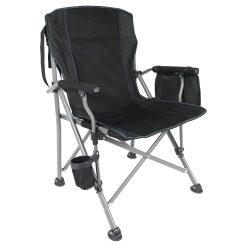 REDCAMP Heavy Duty Folding Camping Chair for Adults, Portable Directors Chair with Cup Holder and Side Bag for Outdoor Garden Picnic Lawn Fishing BBQ Festival Hunting, Black