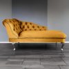 RegentTufted Chaise Lounge Sofa & Seating Handmade Velvet Living Room Bedroom Hallway Gold Accent Chair… (Left Hand, Gold)