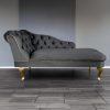 RegentTufted Chaise Lounge Sofa & Seating Handmade Velvet Living Room Bedroom Hallway Gold Accent Chair… (Left Hand, Grey)