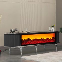 Remote controlled fireplace effect TV unit | Full Screen Tv Unit | Realistic Flame Effect TV Unit | Realistic Fire Effect TV Cabinet | Fire Insert TV Stand 160x40x50cm...