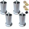 RHUAFET Set of 4 Stainless Steel Furniture Feet, 20 cm, Silver, Round, Industrial Style, Screw-In, 800 kg Capacity, For Sofa, Bed, Table, Cabinet Feet, Height Adjustable, M8 Screws