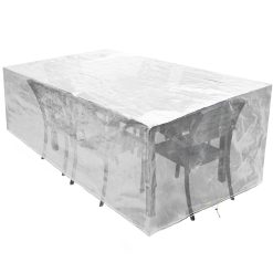 RICHIE Garden Furniture Covers Waterproof 250x210x90cm Outdoor Table Covers for Furniture, Breathable Polyethylene for Table and Chair, Transparent