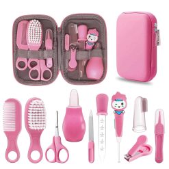 RIGHTWELL 10 in 1 Baby Healthcare and Grooming Kit, Baby Nail Kit with Waterproof Zipper Box, Infant Hair Brush, Toddler Comb, Nasal Aspirator, Nail Clippers, Baby Grooming Kit...