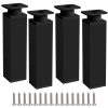 Rusoz Adjustable Furniture Legs of 4, 200mm Black Cabinet Legs Adjustable Height 0-200mm Aluminum Alloy Cupboard Legs for Kitchen Sofa Beds and DIY Furniture