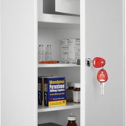 Safe Industrial Medical Cabinet - Medication Cabinet Key Lock Safe with Shelves, Medication Cabinet Wall Mounted - 20.5D x 38W x 55H centimetres (Large)