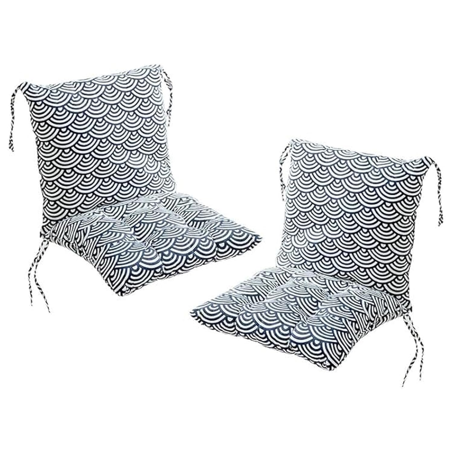 Set Of 2 Garden Chair Cushions With Back Cushion 40 X 80 X 7cm High Back Cushion Chair Cushion For Outdoors And Indoors(Black 3)
