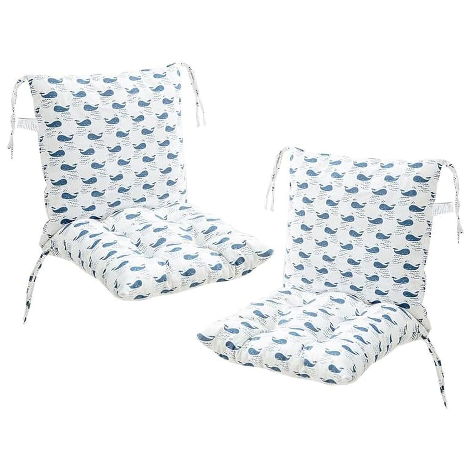 Set Of 2 Garden Chair Cushions With Back Cushion 40 X 80 X 7cm High Back Cushion Chair Cushion For Outdoors And Indoors(Blue 1)