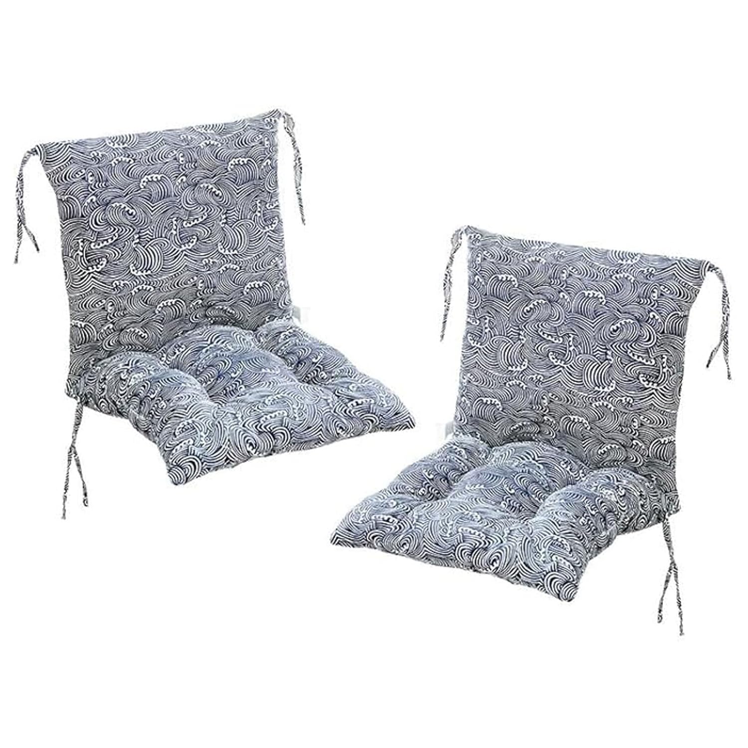 Set Of 2 Garden Chair Cushions With Back Cushion 40 X 80 X 7cm High Back Cushion Chair Cushion For Outdoors And Indoors(Blue 2)