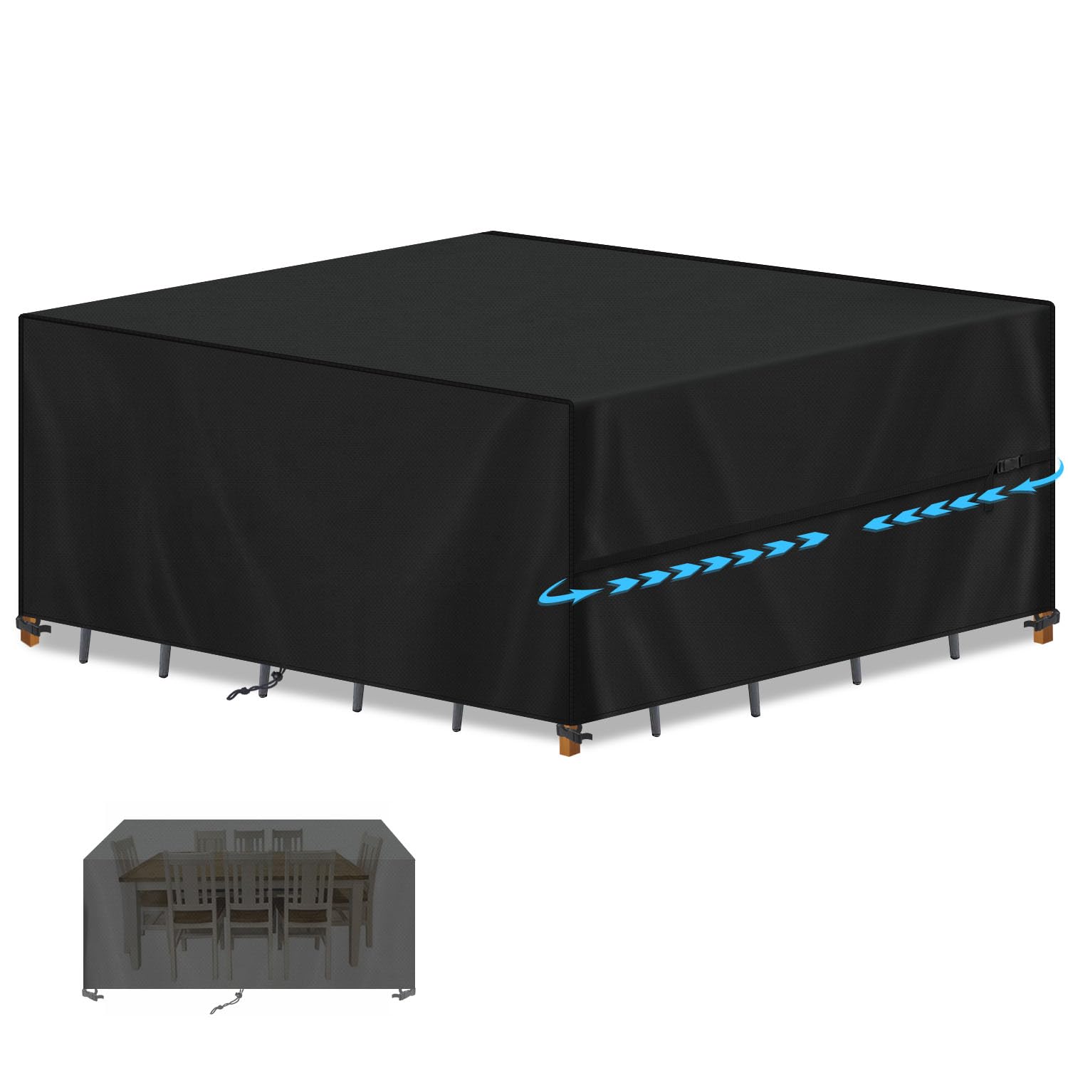 SIMPHAUS Large Outdoor Furniture Covers Heavy Duty Oxford Fabric Garden Table and Chairs Covers Rattan Patio Set Garden Furniture Covers Waterproof Rectangular 420D Oxford...