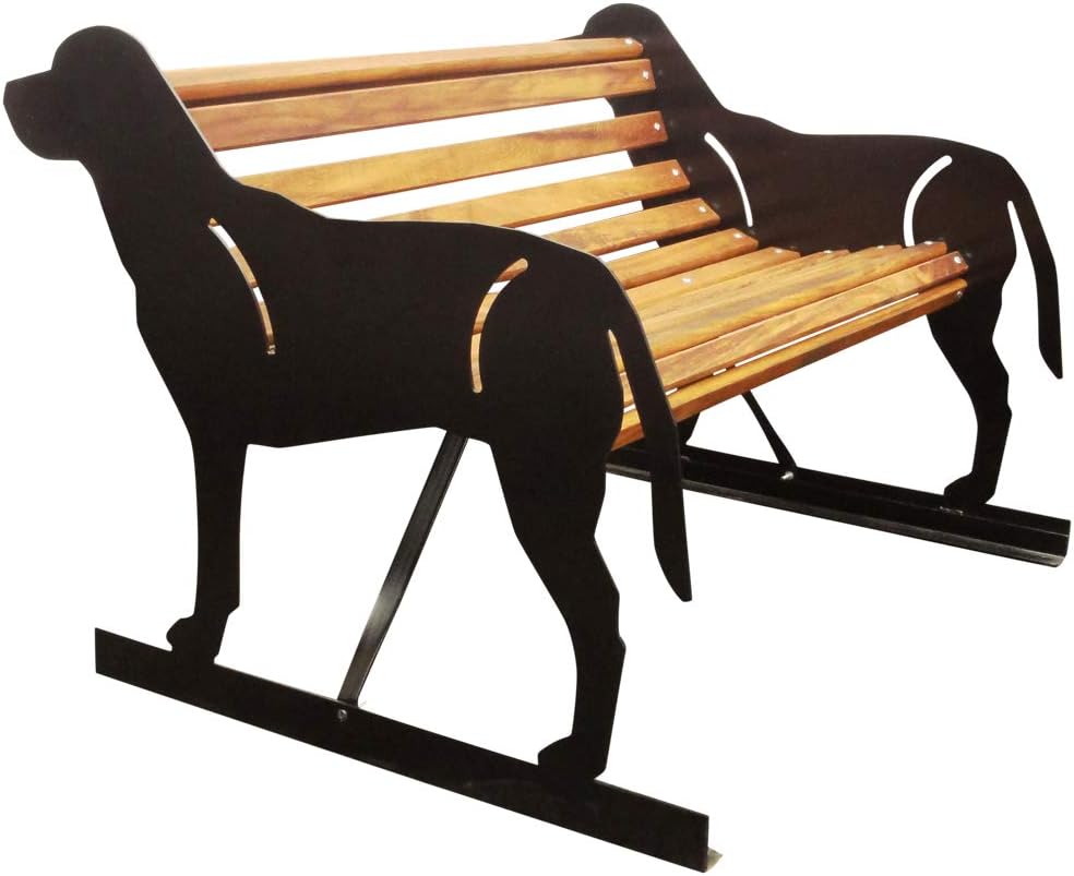 Sityu Ltd Labrador Themed Garden Bench | Powder Coated Finish Iroko Hardwood Bench Slats | Unique Garden Furniture | Labrador Gift For All Occasions | Can Be Personalised (Two...