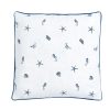 Sleepdown Outdoor Sea Shore Print Showerproof Decorative Square Filled Cushion 18x18 - Water Resistant 100% Cotton Cushion Garden Furniture Outside Bench Sofa - White - 45cm x 45cm