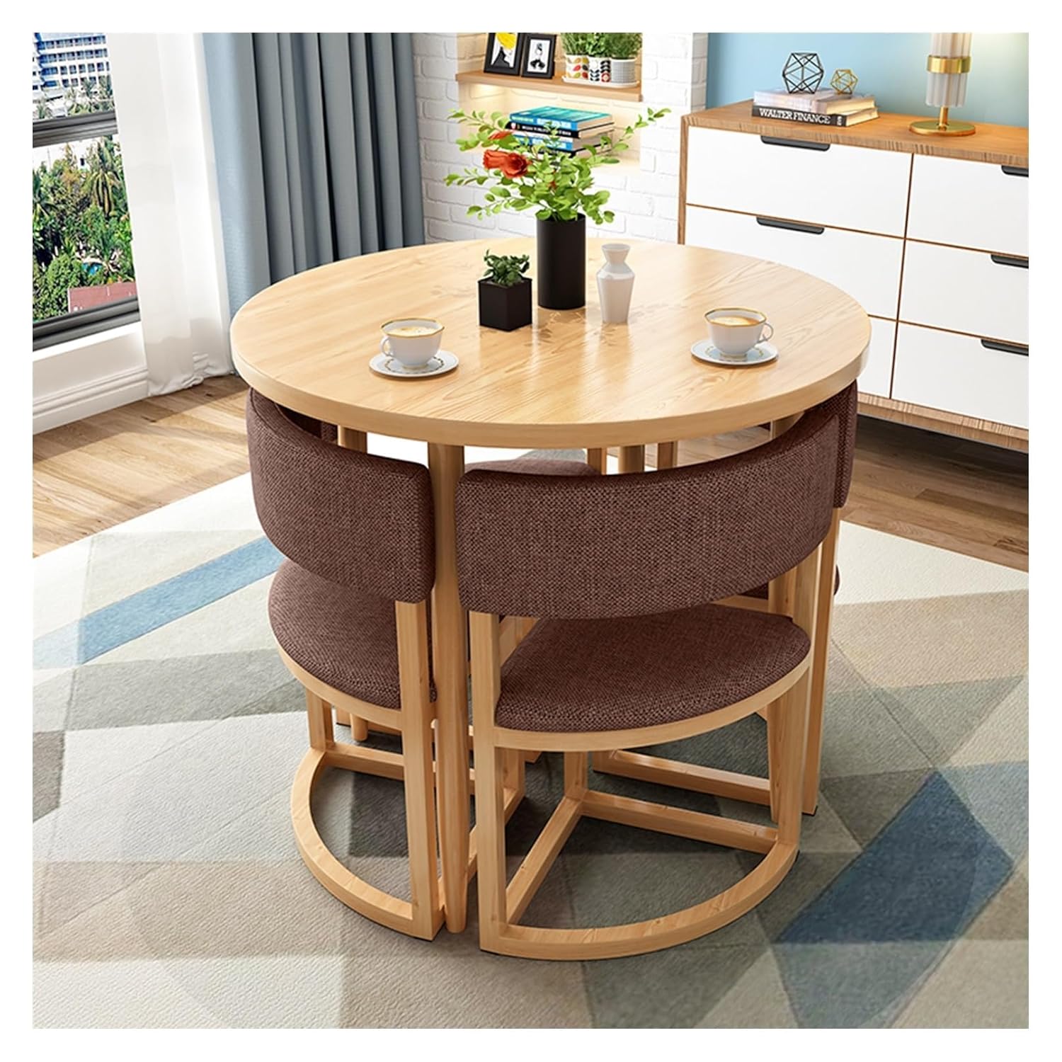 Small Round 80cm Dining Table Office Reception Conference Tables and Chair Set Space Saving Apartment Study Balcony Lounge Beauty Salon Coffee Training Seminar Meeting Room Sofa...