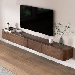 Solid Wood Floating TV Unit,TV Console Floating Shelf with Drawers, Floating TV Shelves Wall Mounted TV Media Console for Living Room, Dining Room, Bedroom