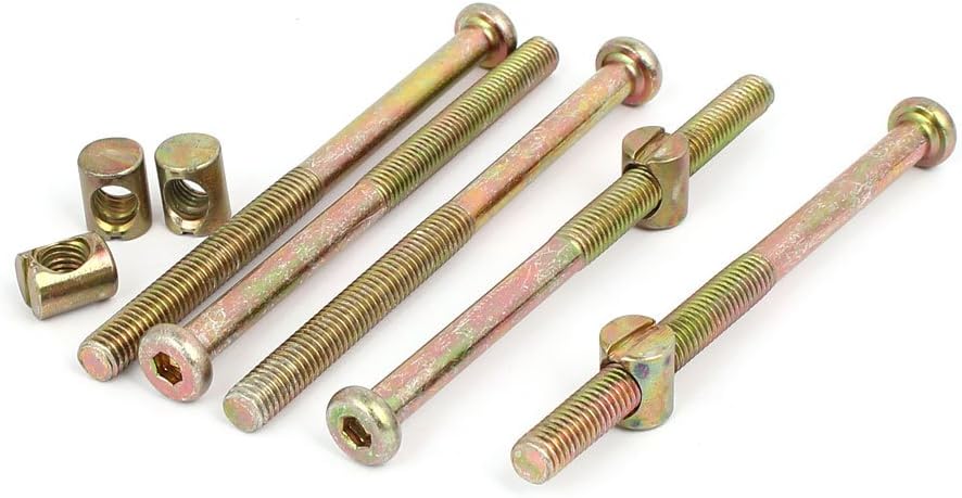 Sourcingmap M8x110mm 64mm Long Thread Hex Key Drive Socket Furniture Bolt w Barrel Nut 5 Set
