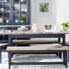 Statement Furniture Florence Extending Dining Table with Acacia Wood Top | Extends 140-200cm | Center Extension Leaves | 5 Colour Options (navy blue)