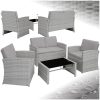 TecTake® Rattan Garden Lounge Set, Chic Design, 2 seater sofa, 2 Armchairs and 1 Table with Removable Glass Top, Comfortable Seat and Back Cushions, for garden, patio, balcony -...