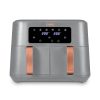 Tower T17137GRY Vortx 8.5L Dual Basket Air Fryer with Dual Cook Function, 2400W, Grey & Rose Gold