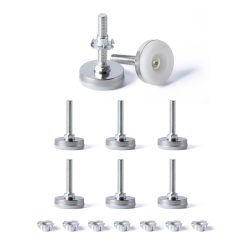 Tycoonest M8 X 35MM Adjustable Furniture Levelling Feet Set of 8, Screw-in Round Base Table Leg Extender Adjuster Floor Protector, Leg Levelers for Bed Sofa Cabinet Garden Table...