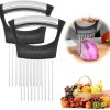 Upgraded Onion Holder for Slicing 2025 New Stainless Steel Food Slice Holder Lemon Slicer Vegetable Cutter - Kitchen Chopper Slicing Assistant Tool for Meat/Onion/Potato/Tomato...