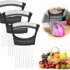Upgraded Onion Holder for Slicing 2025 New Stainless Steel Food Slice Holder Lemon Slicer Vegetable Cutter - Kitchen Chopper Slicing Assistant Tool for Meat/Onion/Potato/Tomato...
