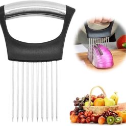 Upgraded Onion Holder for Slicing 2025 New Stainless Steel Food Slice Holder Lemon Slicer Vegetable Cutter - Kitchen Chopper Slicing Assistant Tool for Meat/Onion/Potato/Tomato...