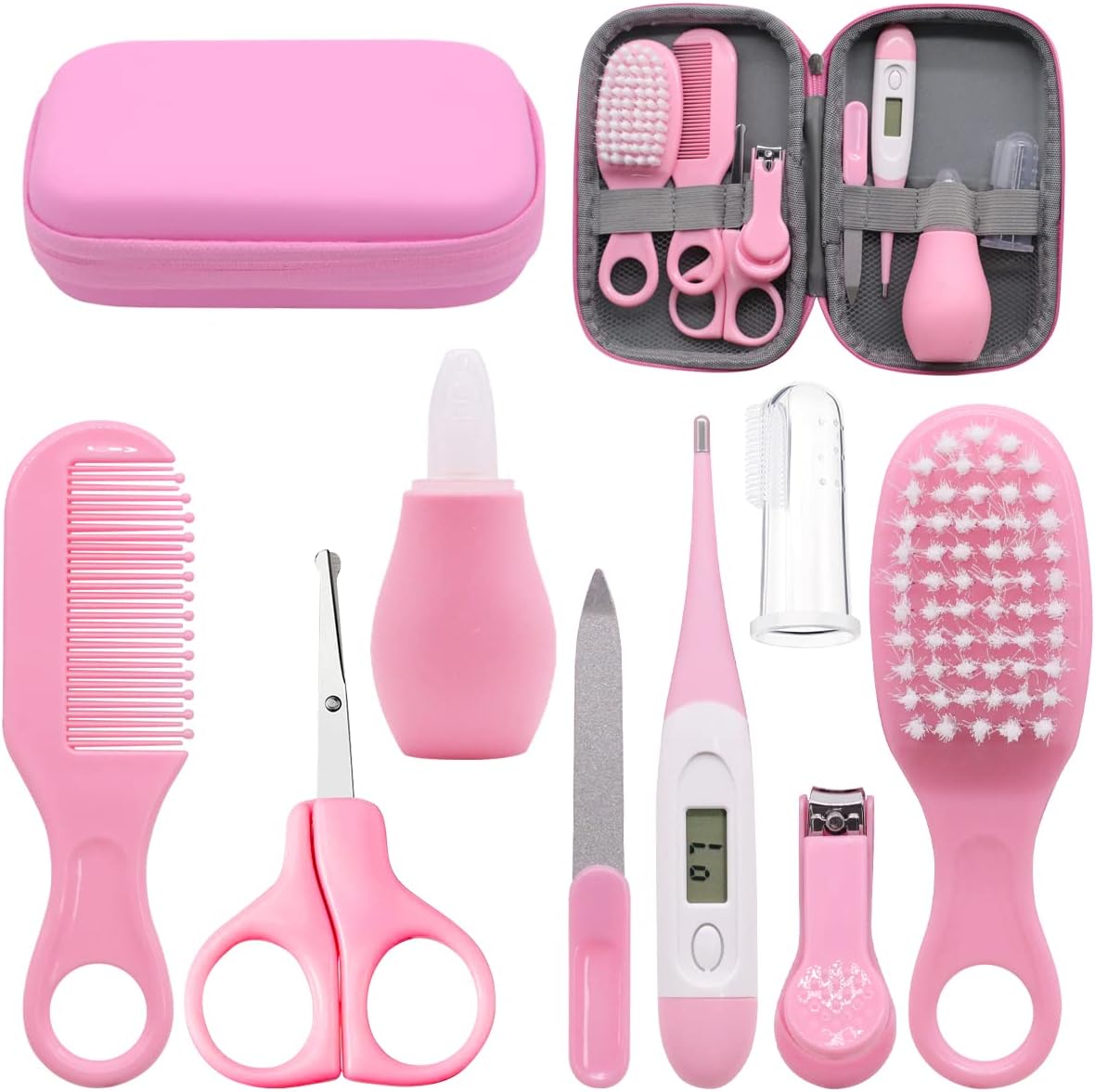 VicBou 8pcs Baby Grooming kit, Newborn Baby Care Accessories with Zipper Box, Baby Hair Nail Thermometer Care Set, Baby Healthcare Set for Newborn Infant, Toddler Girls & Boys...