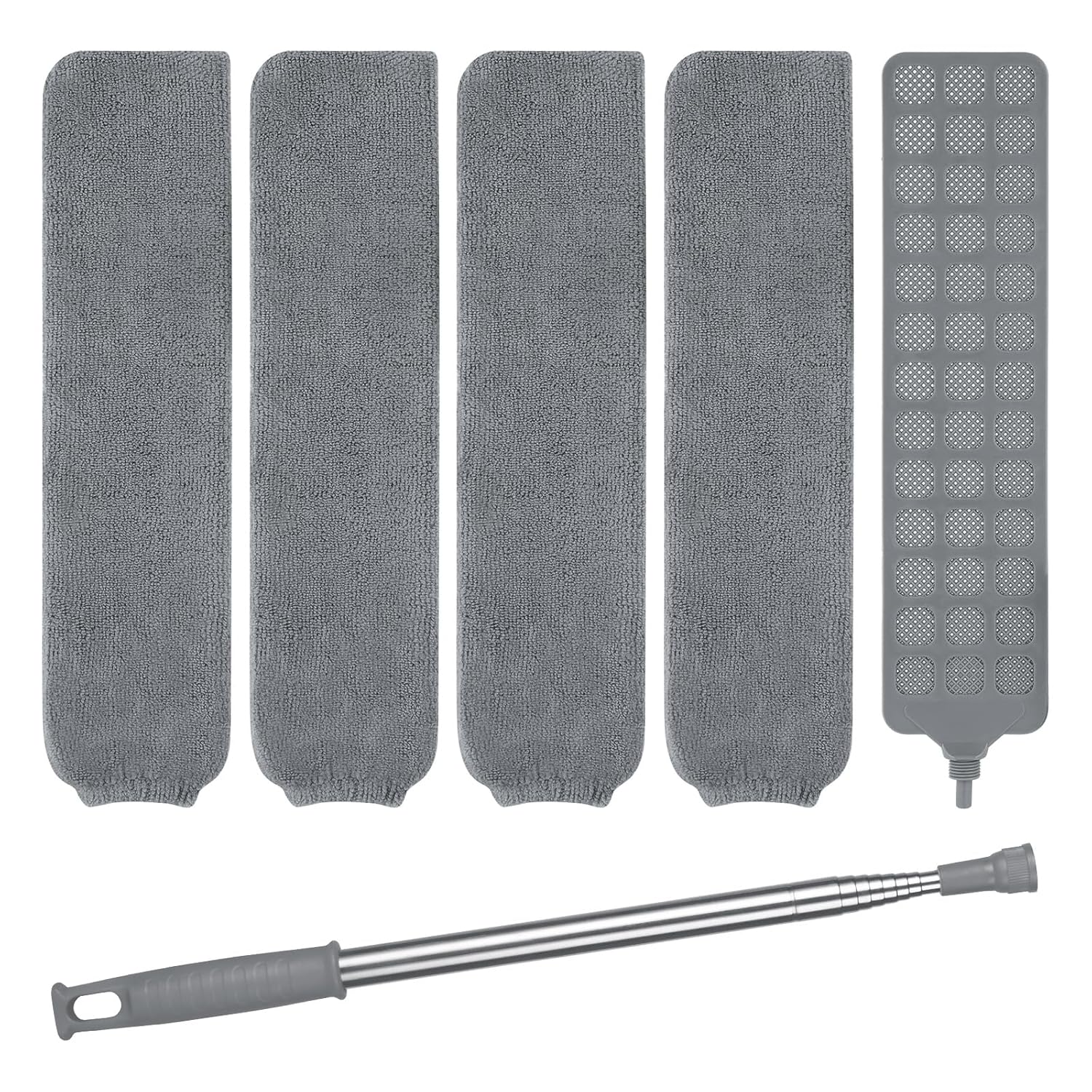 Vicloon Gap Dust Cleaner, Gap Cleaning Duster, 1 Long Handle Microfiber and 4 Replacement cover Retractable Dust Cleaner Appliances Cleaning Tool for Home Bedroom Kitchen Gap...
