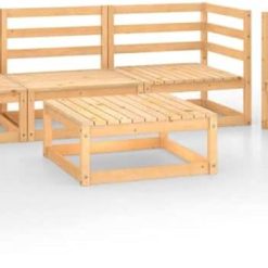 vidaXL Solid Pine Wood Garden Lounge Set - 8 Pieces, Retro Brown Seating Ensemble for Outdoor/Patio/Deck, Square Table