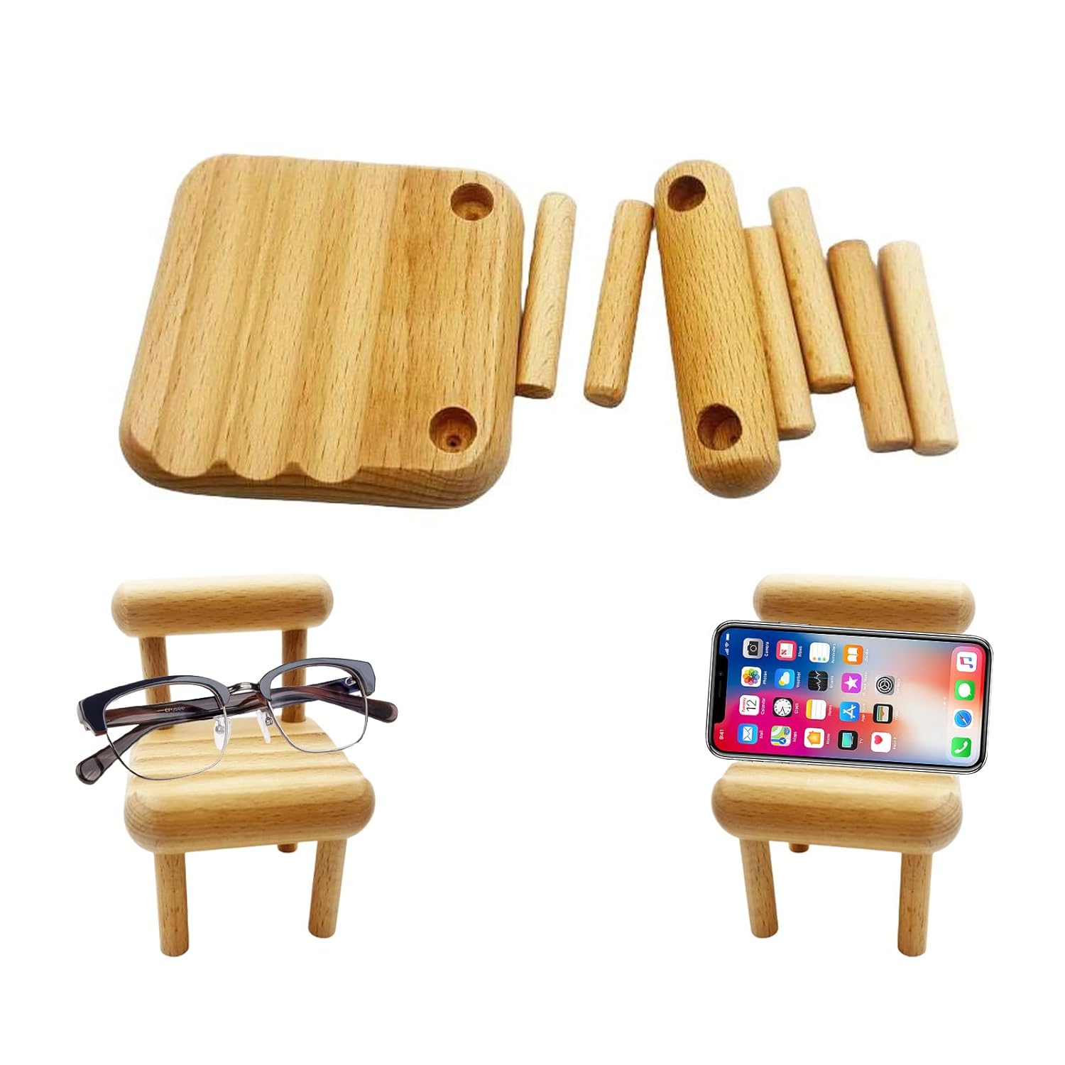 Vonavira Wooden Phone Holder Gifts Novelty Mini Furniture for Men Women Unique Christmas Stocking Fillers Gift for Him Her Fun Birthday Gifts Ideas Valentines Day Gifts Xmas Gifts