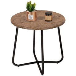 WDSHIYI Outdoor Patio Side Table 18-inch Round End Tables Accent Table for Bistro Balcony, Living Room, Garden Natural