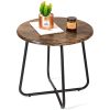 WDSHIYI Patio Outdoor Side Snack Table,Small Round Anti-Rust Metal Style for Garden Balcony, Yard,Living Room,Antique Brown