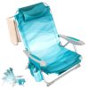 #WEJOY 4-Position Adjustable Beach Chair for Adults Set of 1/2, Folding Low Beach Chair Aluminum Lightweight & Portable, High Back Pillow Pocket Outdoor Garden Reclining Camping...