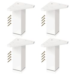 ✮ White Furniture Legs ✮ Set of 4 Legs, Screws Included – White Colour, Height: 4 inches/10 cm – DIY Table Legs (Set of 4)
