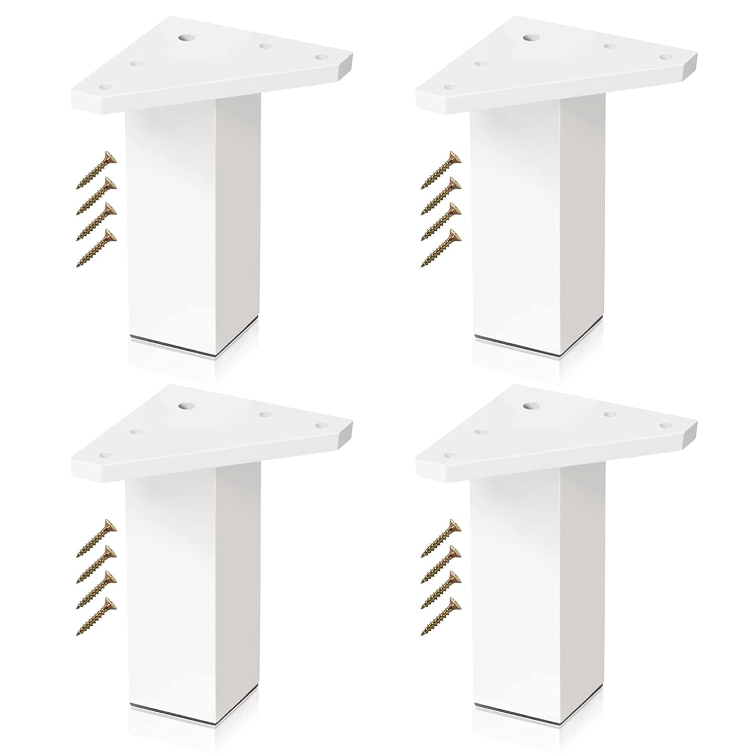 ✮ White Furniture Legs ✮ Set of 4 Legs, Screws Included – White Colour, Height: 4 inches/10 cm – DIY Table Legs (Set of 4)