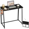 WOHOMO Folding Desk, Narrow Writing Foldable Desk, Space-Saving Laptop Table, Easy Assemble Workstation for Home Office, Black
