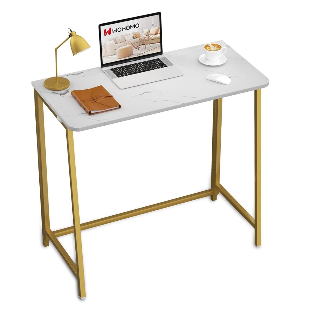 WOHOMO Folding Desk, Small Writing Desk, Space-Saving Foldable Laptop ...