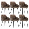 WOLTU Set of 6 Dining Chairs Kitchen Chairs Upholstered Living Room Chairs with Backrest, Armrests, Metal Legs, Ergonomic Chairs for Lounge, Office, Dressing Table Chairs, Faux...