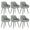 WOLTU Set of 6 Dining Chairs Kitchen Chairs Upholstered Living Room Chairs with Backrest, Armrests, Metal Legs, Ergonomic Chairs for Lounge, Office, Dressing Table Chairs, Faux...