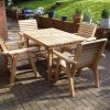 Wooden 4 Seat Table and Chair Set - Solid Wood Outdoor Garden Patio Furniture