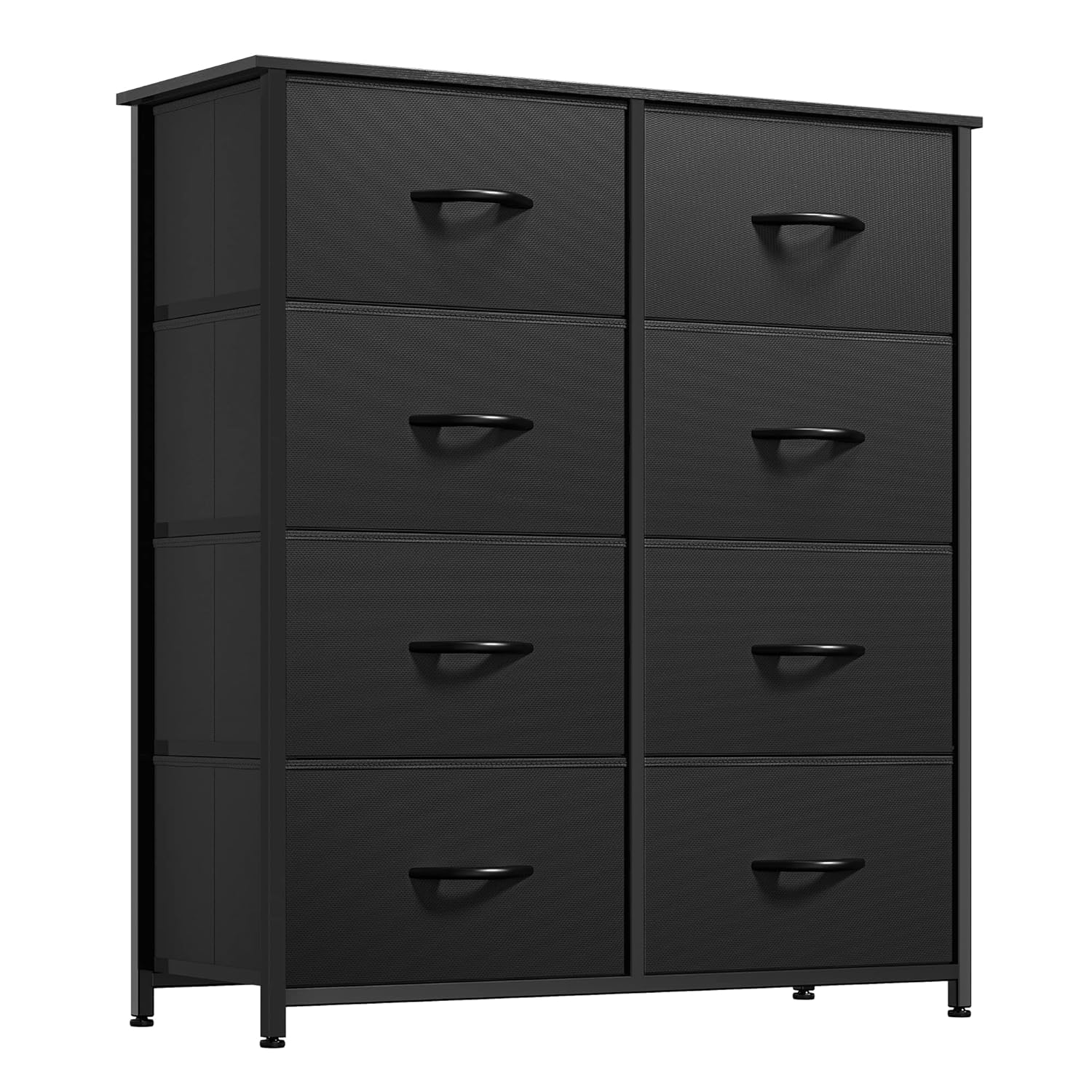 YITAHOME Chest of Drawer Bedroom with 8 Drawers Storage Unit Steel Frame Wood Top Fabric Dresser for Bedroom Living room,Closet,Black