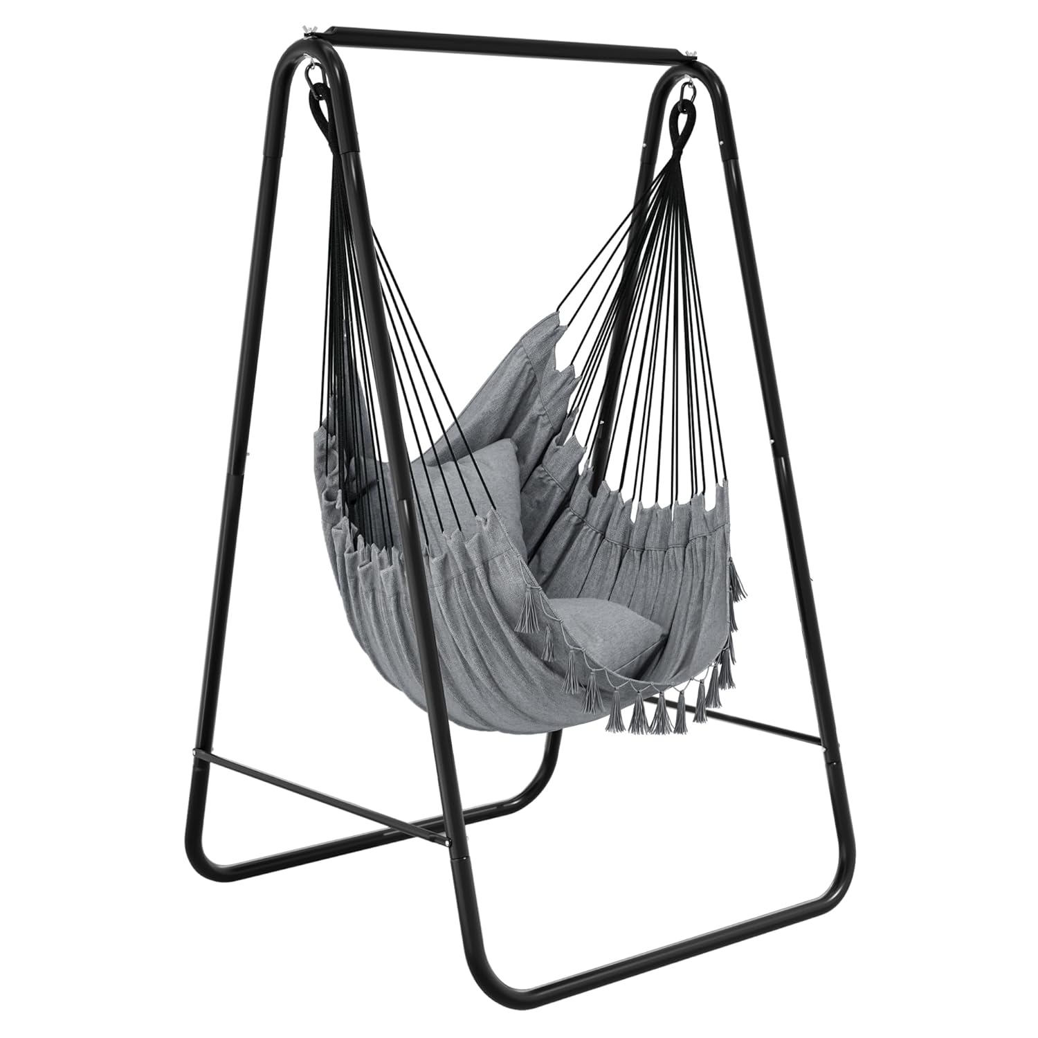YITAHOME Hammock with Stand, Max. load 150 kg, Sturdy Steel Frame, Hammock Stand with Hanging Swing, 85x92x155 cm, Swing Chair with 2 Hooks and 1 Side Pocket for Patio, Balcony...