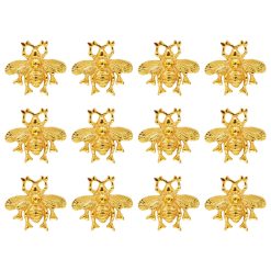 12 x Golden Bumble Bee Handcrafted Vintage Knob Cupboards Drawer Cabinets Wardrobe Dresser Vanity Kitchen Bedroom Living Room Upcycle Furniture Shabby Chic Animal Metal Gold Bee...